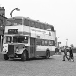 Halifax Metro Calderdale bus from Bradford pulls into the old Crossfields Bus Station in 1976
