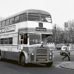 Halifax Metro Calderdale bus and driver at Skircoat Bus Garage in 1976