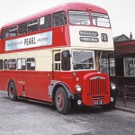 Huddersfield West Vale Bus DCX111B at Halifax Station 1972