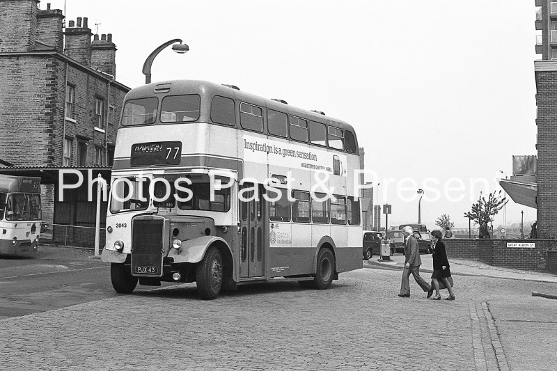 Halifax Metro Calderdale bus from Bradford pulls into the old Crossfields Bus Station in 1976