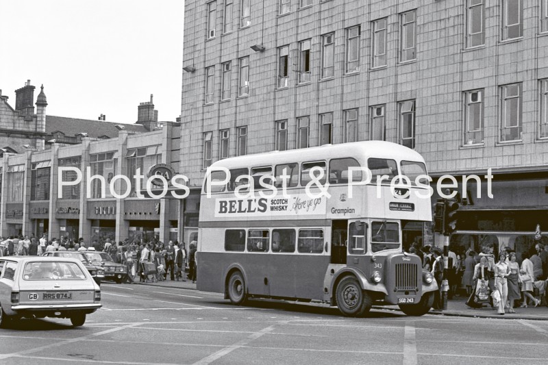 Grampian Daimler bus in Union Street, Aberdeen, Scotland in 1979