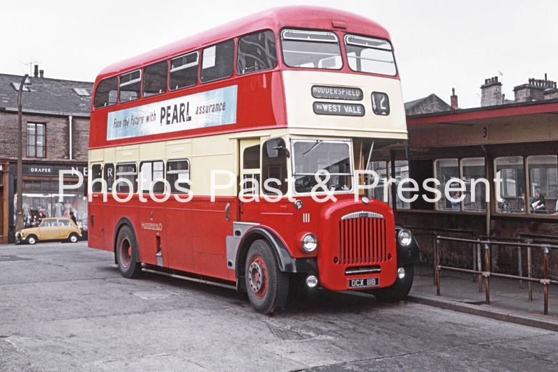 Huddersfield West Vale Bus DCX111B at Halifax Station 1972
