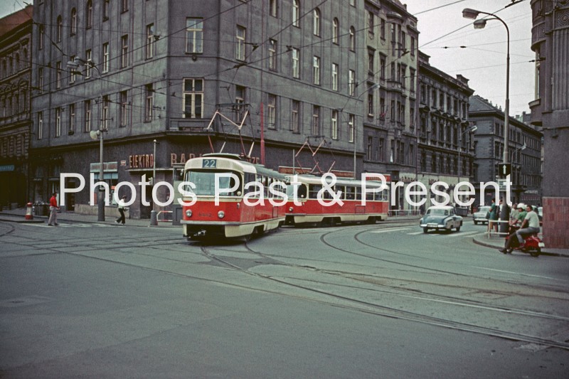 Prague Strassenbahn Tram in Traffic in 1976