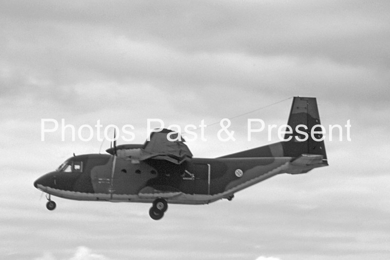 Twin Propeller Military Airplane in Flight